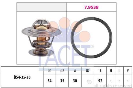Термостат Opel Omega A/Ascona B/Ford Scorpio/Volvo S60/S70/V70 2.0-3.0 i/D -98 (92 C) (7.8279) FACET 78279