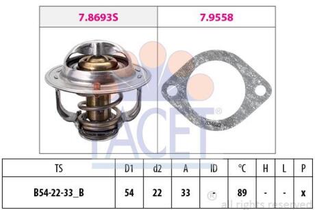 Термостат Opel Astra/Meriva/Zafira 1.7CDTI 03- (89C) (7.8693) FACET 78693