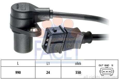 Датчик обертів коленвала Opel Kadett E/Omega A/Vectra A 1.6-3.3 (85-03) (9.0073) FACET 90073
