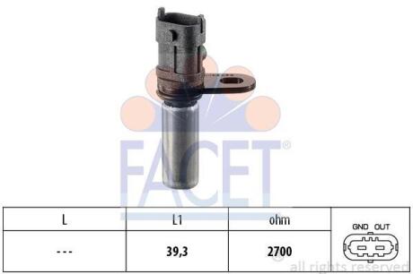 Датчик оборотов коленвала Opel Astra F/G, COMBO, CORSA B/C, VECTRA B/C 1.4/1.6 9 FACET 90288