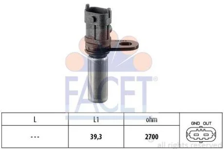 Датчик обертів коленвала Opel Astra F/G, COMBO, CORSA B/C, VECTRA B/C 1.4/1.6 94- (9.0288) FACET 90288