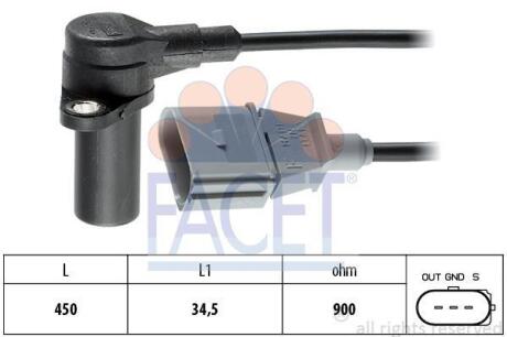 Датчик обертів коленвала Audi A6/A8/Q7 3.3-4.2 i/TDI (98-) (9.0383) FACET 90383