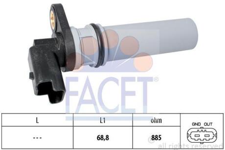Датчик обертів коленвала Fiat Bravo van 1.6 d multijet (08-14) (9.0537) FACET 90537