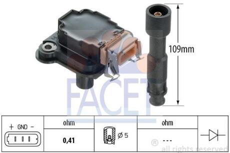 Котушка запалення Seat Alhambra 1.8 t 20v (97-10) (9.6254) FACET 96254