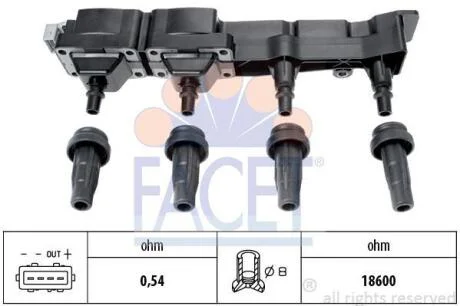Котушка запалення Citroen Berlingo/ Peugeot 206/307/Partner 1.6 00- (9.6307) FACET 96307