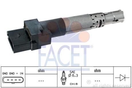 Котушка запалення Audi Tt 3.2 v6 quattro (06-10) (9.6334) FACET 96334