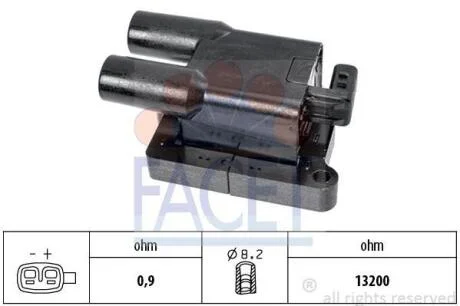 Котушка запалювання (на два цилиндра) Hyundai i10 (03-)1.1i (9.6396) FACET 96396