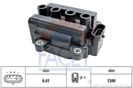 Котушка запалювання Renault Logan (05-), Clio (01-) 1.0i, 1.2 16V (9.6418) FACET 96418