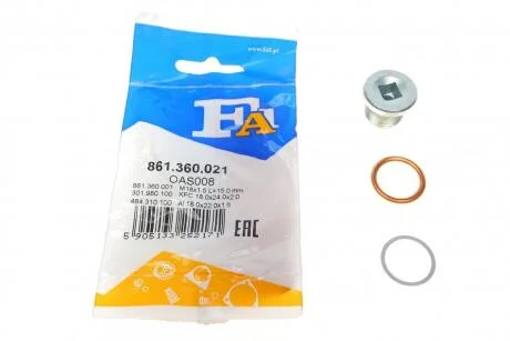 Пробка з шайбами ??масляного піддону з шайбами ??M18x1.5 L=15 (Fischer) Fischer Automotive One (FA1) 861.360.021