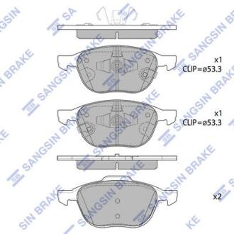 Колодки гальмівні передні Ford C-MAX II (12-), Focus III (12-), Ecosport (19-) HI-Q Hi-Q (SANGSIN) SP1712