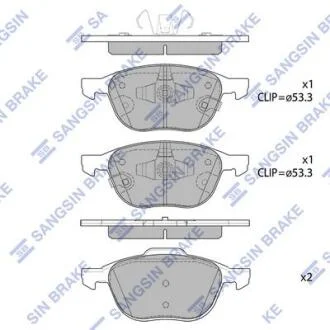 Колодки гальмівні передні Ford C-MAX II (12-), Focus III (12-), Ecosport (19-) HI-Q Hi-Q (SANGSIN) SP1712