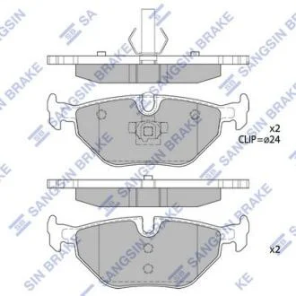 Колодки тормозные задние (дисковые) BMW 3 (-05), 5 (01-), SAAB 9-5 (YS3E) (-09) Hi-Q (SANGSIN) SP2162