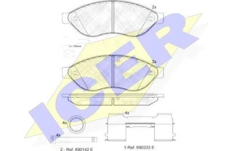Комплект гальмівних колодок (дискових) ICER 141803-203