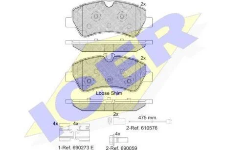 Комплект гальмівних колодок (дискових) ICER 142116-203
