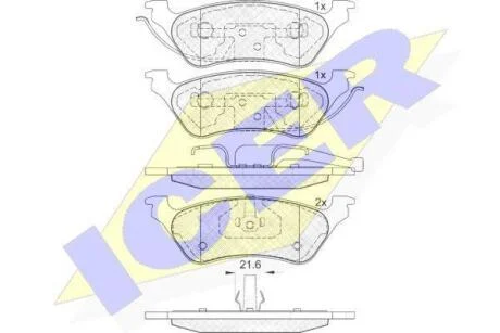 Комплект гальмівних колодок (дискових) ICER 181564