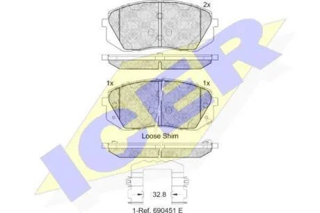 Комплект гальмівних колодок (дискових) ICER 181826-202
