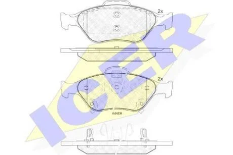 Комплект гальмівних колодок (дискових) ICER 181877