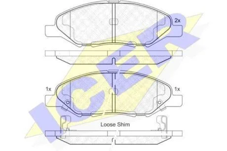 Комплект гальмівних колодок (дискових) ICER 182074