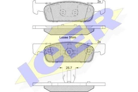 Комплект гальмівних колодок (дискових) ICER 182115-203