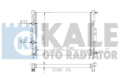Радіатор охолодження двигуна (паяний) Renault Megane II, Scenic II (03-09) OTO RADYATOR Kale 207200