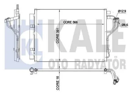 Радіатор кондиціонера Hyundai Elentra (11-), i30 (12-)/KIA Ceed (12-), Cerato (13-) OTO RADYATOR Kale 342525