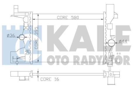 Радіатор охолодження двигуна (паяний) Chevrolet Cruze (09-), Orlando (10-)/Opel Astra J (10-) 1.4i, 1.6i, 1.8i МКПП OTO RADYATOR Kale 349200