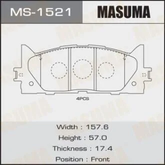 Колодки гальмівні передн Toyota Camry (06-) (MS-1521) MASUMA MS1521