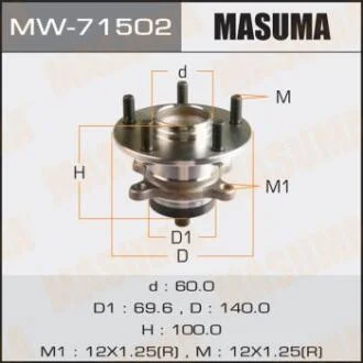 Маточина колеса заднього у зборі з підшипником Suzuki SX 4 (06-) (с ABS) (MW-71502) MASUMA MW71502