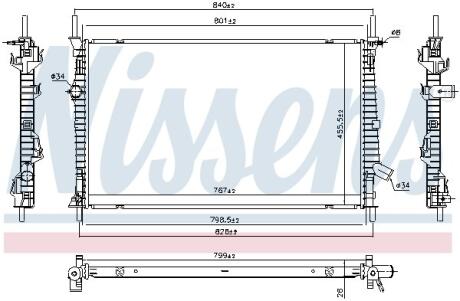 Радіатор охолодження FORD TRANSIT (TTG) (13-) 2.0 TDCi NISSENS 606537