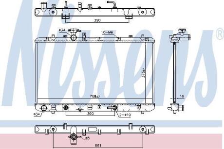Радіатор охолодження SUZUKI SX4 (EY, GY) (06-) 1.6i АТ NISSENS 64255
