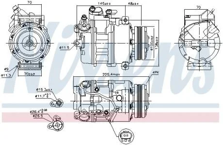 Компресор кондиціонера BMW 5 (E60), 5 (E61), 7 (E65, E66, E67), X6 NISSENS 89116