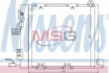 Конденсатор кондиціонера OPEL ASTRA G (98-) 1.7-2.2 TD NISSENS 94385