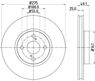 Диск гальмівний передній Toyota Corolla 1.4, 1.8, 2.0 (04-07) NISSHINBO ND1016K