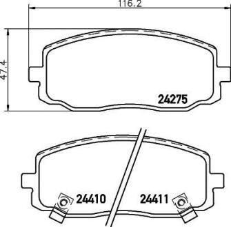 Колодки гальмівні дискові передние Hyundai i10/Kia Picanto 1.0, 1.1 (07-) NISSHINBO NP6024