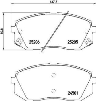 Колодки гальмівні дискові передние Hyundai i40, ix35 1.6, 1.7, 2.0 (11-)/Kia Sportage 2.0, 2.7 (04-) NISSHINBO NP6034