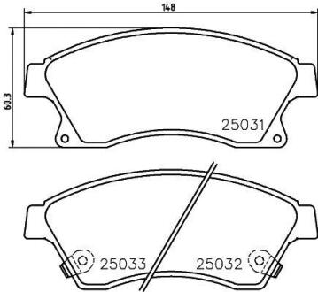 Колодки гальмівні дискові передние Chevrolet Aveo T300, Cruze 1.6, 1.8, 2.0 (12-) NISSHINBO NP6048