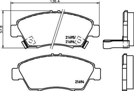 Колодки гальмівні дискові передні Honda Civic 1.5, 1.6 (94-01) NISSHINBO NP8005