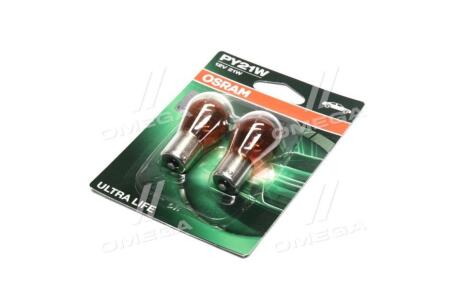 ЛАМПА 21W 12V BAU15S10XBLI2LF ULTRALIFE - заміна на 7507ULT-2BL OSRAM 7507ULT-02b