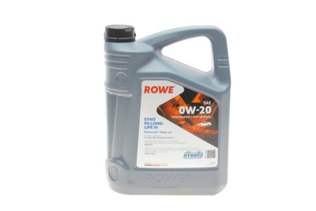 Олива моторна HIGHTEC SYNTH RS LONGLIFE IV SAE 0W-20 (5 L) ROWE 20036-0050-99