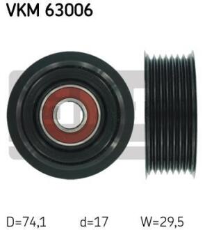 Ролик обвідний поліклінового ременя SKF VKM 63006
