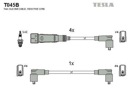 Комплект кабелiв запалювання TESLA T045B