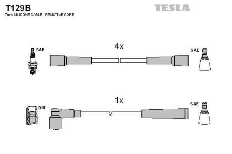 Комплект кабелiв запалювання TESLA T129B