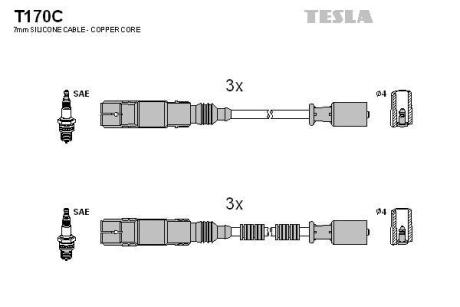 Дроти високовольтні, комплект Smart Fortwo 0.7 (04-07),Smart Fortwo cabrio 0.7 (04-07) BLATNA TESLA T170C