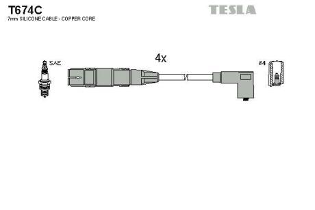 Комплект кабелiв запалювання TESLA T674C