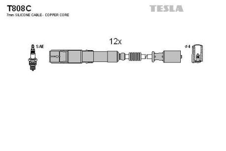 Комплект кабелiв запалювання TESLA T808C