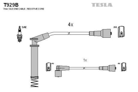 Комплект кабелiв запалювання TESLA T929B