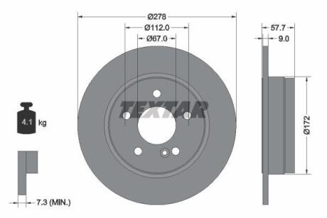 A_Диск гальмівний MERCEDES C(W204,S204) "R D=278mm "07>> TEXTAR 92163103