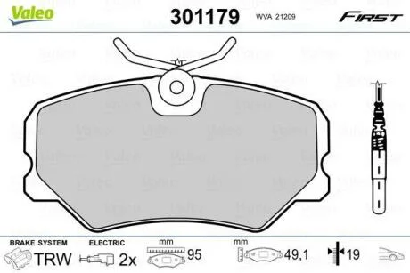Гальмівні колодки First PEUGEOT 405 "F "87-99 Valeo 301179