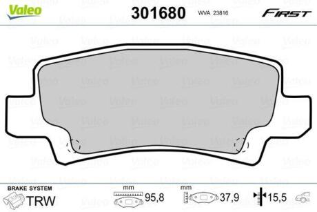 Гальмівні колодки First TOYOTA Corolla "R "01-08 Valeo 301680