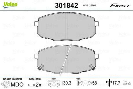 Гальмівні колодки First HYUNDAI/KIA I30/Ceed "F "06-19 Valeo 301842